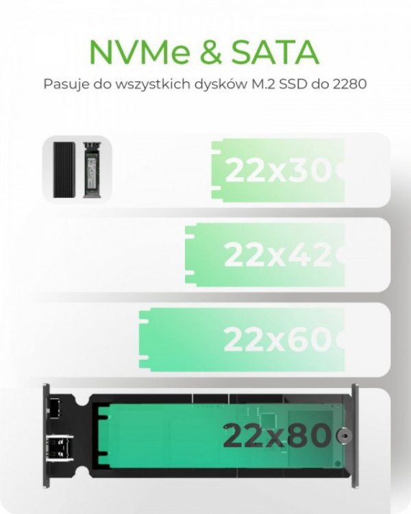 IcyBox Obudowa IB-1817MCT-C31 NVMe/SATA   M.2 2230/2242/2260/2280 Beznarzędziowa