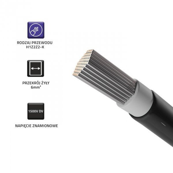 Qoltec Kabel solarny fotowoltaiczny | 6mm2 | 100m | Czarny