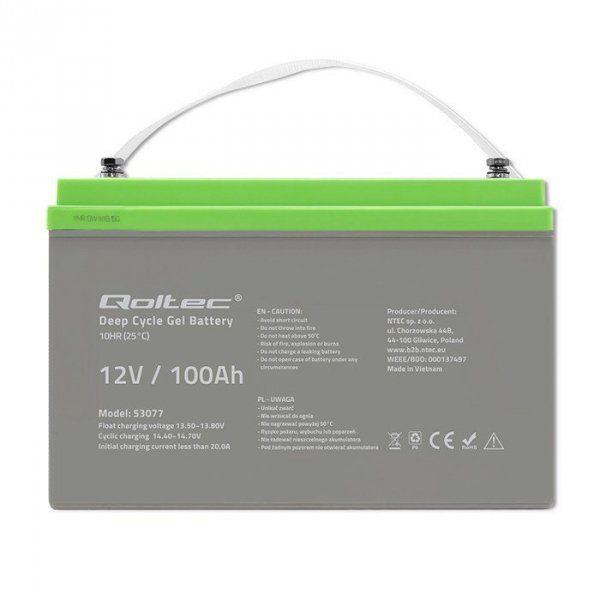 Qoltec Akumulator żelowy Deep Cycle | 12V | 100Ah