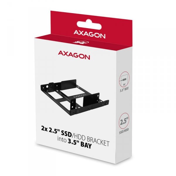 AXAGON RHD-225 Ramka metalowa do montażu 2 x 2.5&quot; w pozycji 3.5&quot; Czarna
