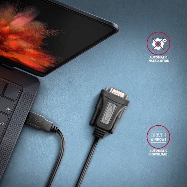 AXAGON ADS-1PQN Adapter USB 2.0 &gt; RS-232 Port szeregowy, 1,5m kabel, chip FTDI
