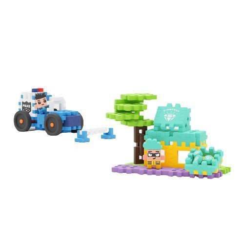 Marioinex Klocki konstrukcyjne Waffle mini - Auto policyjne i sklep jubilerski