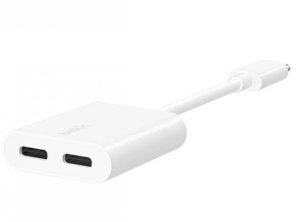 Belkin Adapter Dual USB-C Audio + Charge Rockstar białe