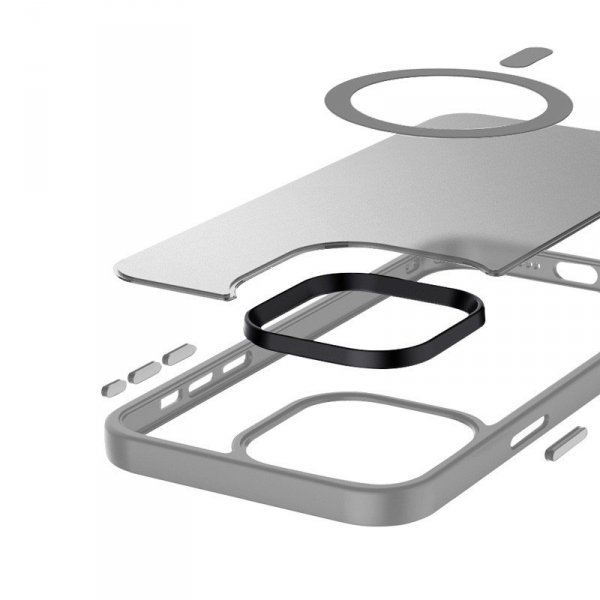 CRONG Etui Hybrid Frost MAG Cover iPhone 15 Pro MagSafe Szare