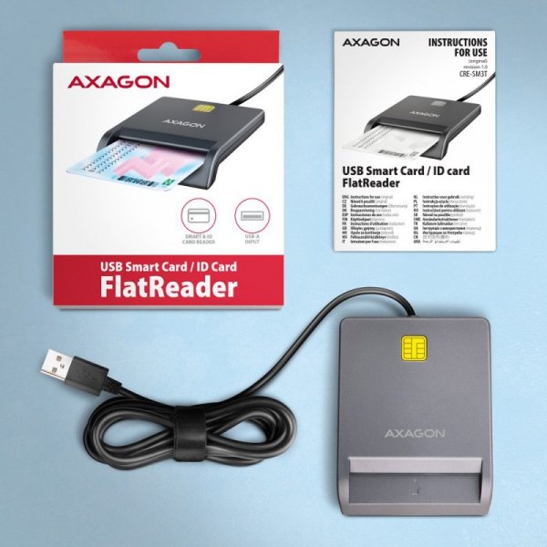 AXAGON CRE-SM3T Czytnik kart identyfikacyjnych USB, 1.3m kabel