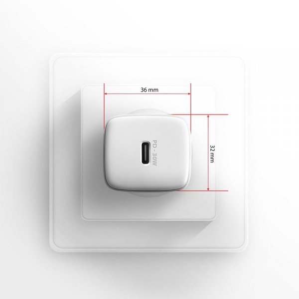 AXAGON ACU-PD30W Ładowarka sieciowa PD 30W, 1x port USB-C, PD3.0/QC3.0/AFC/FCP/Apple Biała