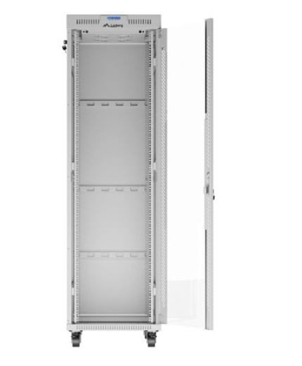 Lanberg Szafa stojąca rack 19&#039;&#039; 42U 600x800 szara drzwi szklane flack pack