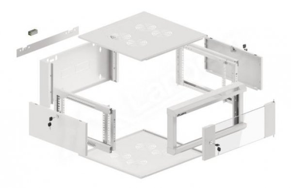 Lanberg Szafa instalacyjna rack wisząca 19 cali 4U 600 szara drzwi szkalne (złożona)