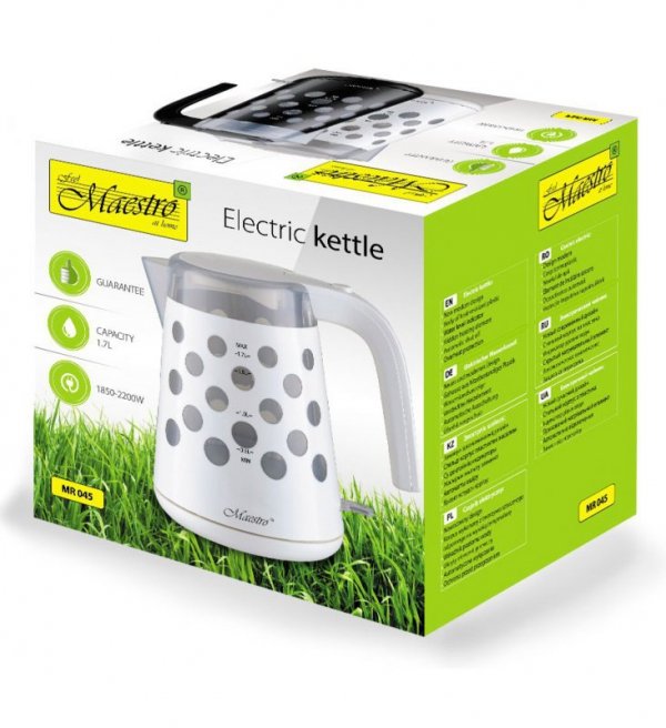 Feel-Maestro Czajnik elektryczny 1,7l 2200W &quot;KROPKI&quot; MR-045-WHITE