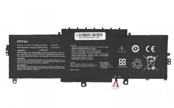 Mitsu Bateria C31N1811 do Asus ZenBook 14 UX433 UX433F UX433FA UX433FN UX433FL 3400 mAh (39 Wh) 11.55V