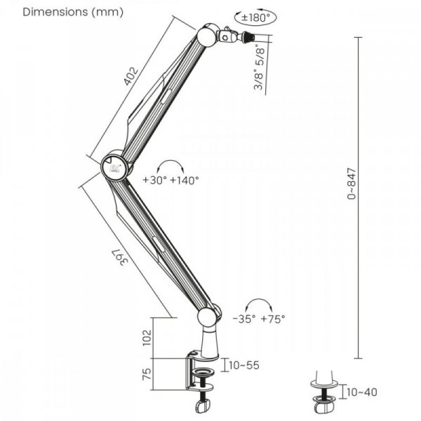 Maclean Uchwyt mikrofonu, 3/8&#039; i 5/8&#039; 1kg max, RS422