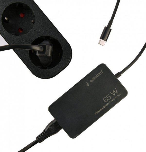 Gembird Ładowarka uniwersalna 65W USB-C FC czarna