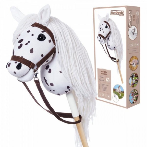 Tootiny Koń na kiju Hobby Horse HOPPIHORSE A3 Leopard - biały, maść tarantowata