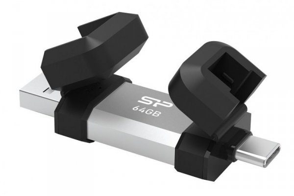 Silicon Power Pendrive C51 64GB USB-A USB-C 120 MB/s srebrny