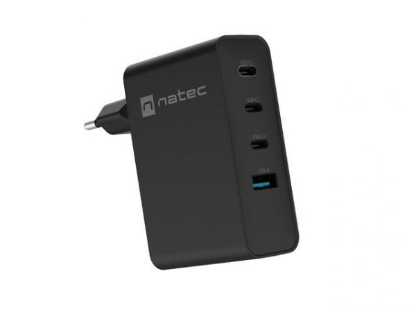 Natec Ładowarka sieciowa Ribera GAN 3xUSB-C + 1x USB-A 100W czarna