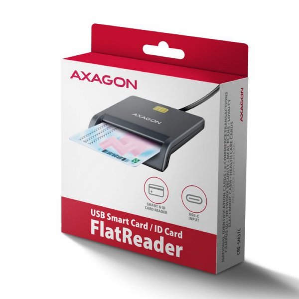 AXAGON CRE-SM3TC Czytnik kart identyfikacyjnych USB-C, 1.2m kabel