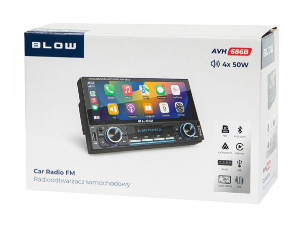 BLOW Radio samochodowe AVH-686B 2DIN 7 cali RDS MP3/USB/micro SD/BLUETOOTH