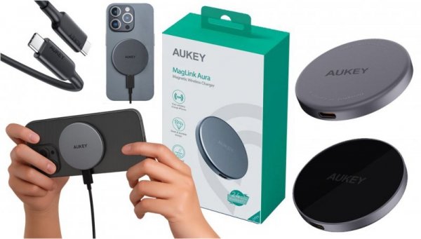 AUKEY LC-MC10 Qi2 MagSafe 15W 3A USB-C ładowarka bezprzewodowa
