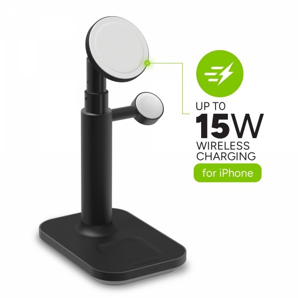 Mophie Extendable Stand MagSafe 3w1 - stojąca ładowarka bezprzewodowa do trzech urządzeń z regulowaną wysokością, kompatybilna z