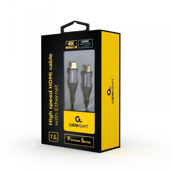 Kabel HDMI-HDMI M/M High Speed v2.0 4K UHD Ethernet seria &quot;Premium&quot; Gembird (7,5 m)