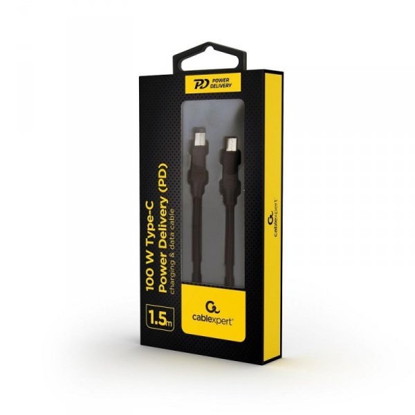 Kabel USB typ C(CM/CM) 100W Power Delivery (PD) 1.5m czarny Gembird