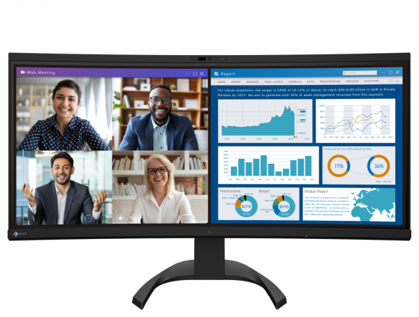 EIZO FlexScan EV3450XC-BK - monitor 34,1&quot;, 3440 x 1440 UWQHD, zakrzywiony, wbudowana kamera 21:9, (czarny)