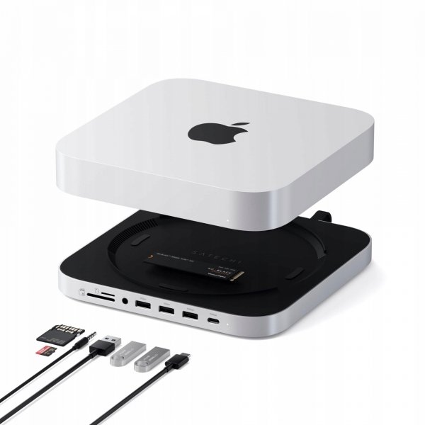 Satechi Stand & Hub - podstawka i hub do Mac Mini/Studio (USB-C 3.2, USB-A 3.2, 2x USB-A 3.0, 3,5mm jack, port micro/SD, NVMe/M.