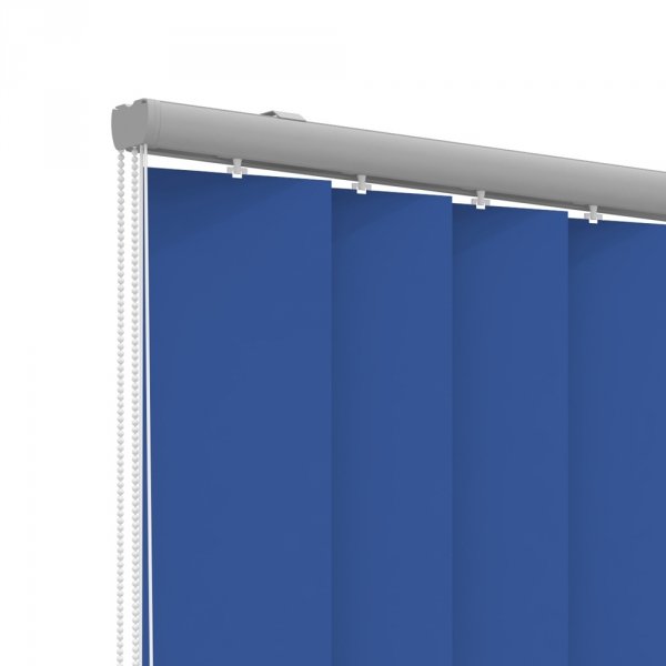 Żaluzja pionowa na srebrnej szynie z mechanizmem koralikowym