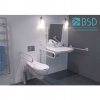WC-Stützgriff für barrierefreies Bad links montierbar weiß 80 cm ⌀ 32 mm mit Abdeckrosetten