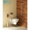 WC Klappgriff für barrierefreies Bad mit Stützbein 85 cm aus rostfreiem Edelstahl ⌀ 32 mit Abdeckplatten