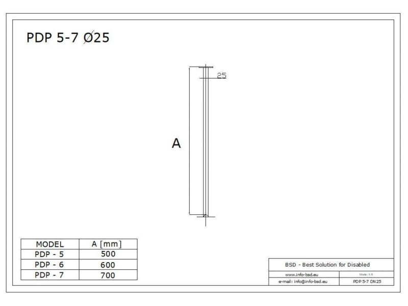 Deckenbefestigung für Duschvorhangstange 70 cm 