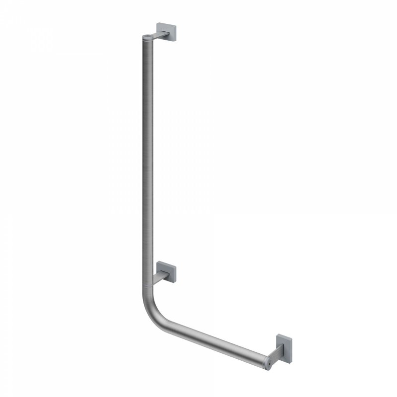Winkelgriff für barrierefreies Bad 60/40 cm rechts / links montierbar aus rostfreiem Edelstahl ⌀ 32 mm MODULAR