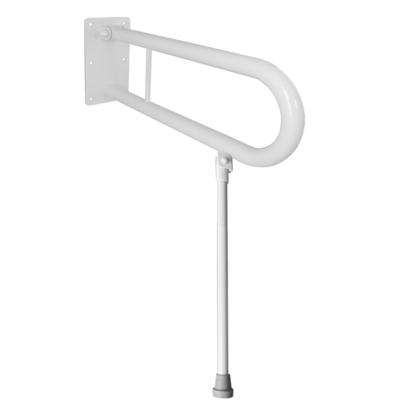 Klappgriff am WC oder Waschbecken  für barrierefreies Bad mit Stützbein weiß 60 cm ⌀ 32 m