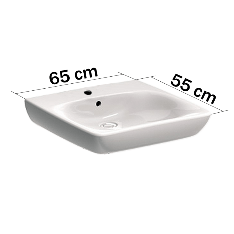 Unterfahrbare Waschtisch für barrierefreies Bad 65 x 55 cm groß mit Überlauf
