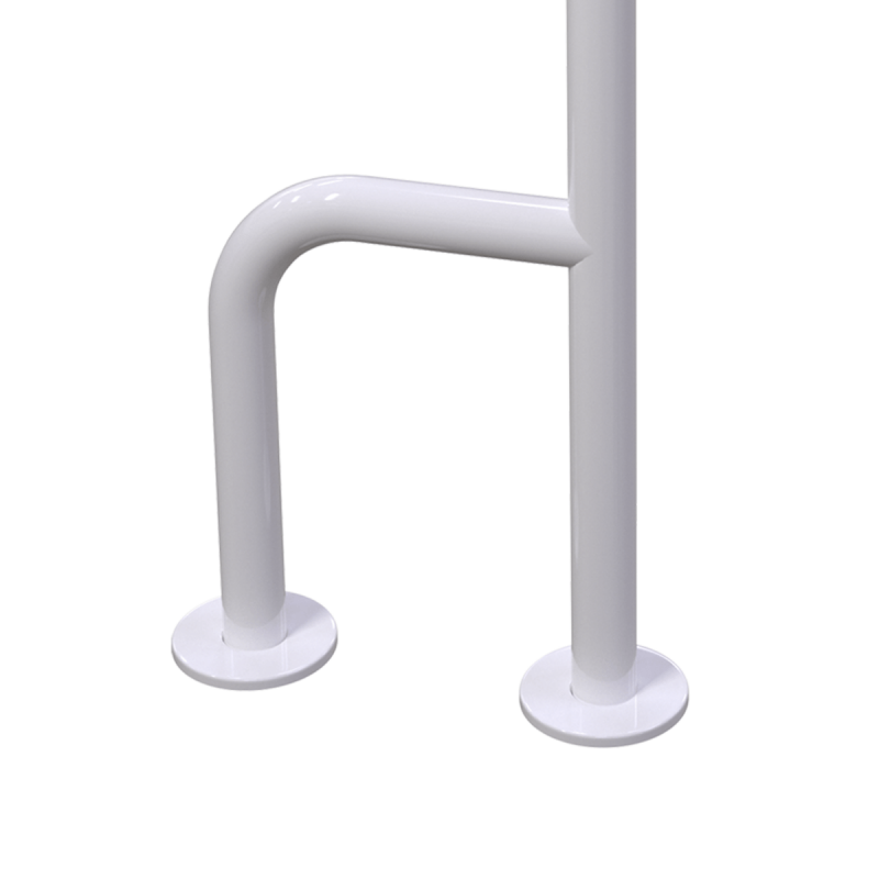 WC - Stützgriff für barrierefreies Bad rechts montierbar weiß 70 cm ⌀ 32 mm mit Abdeckrosetten
