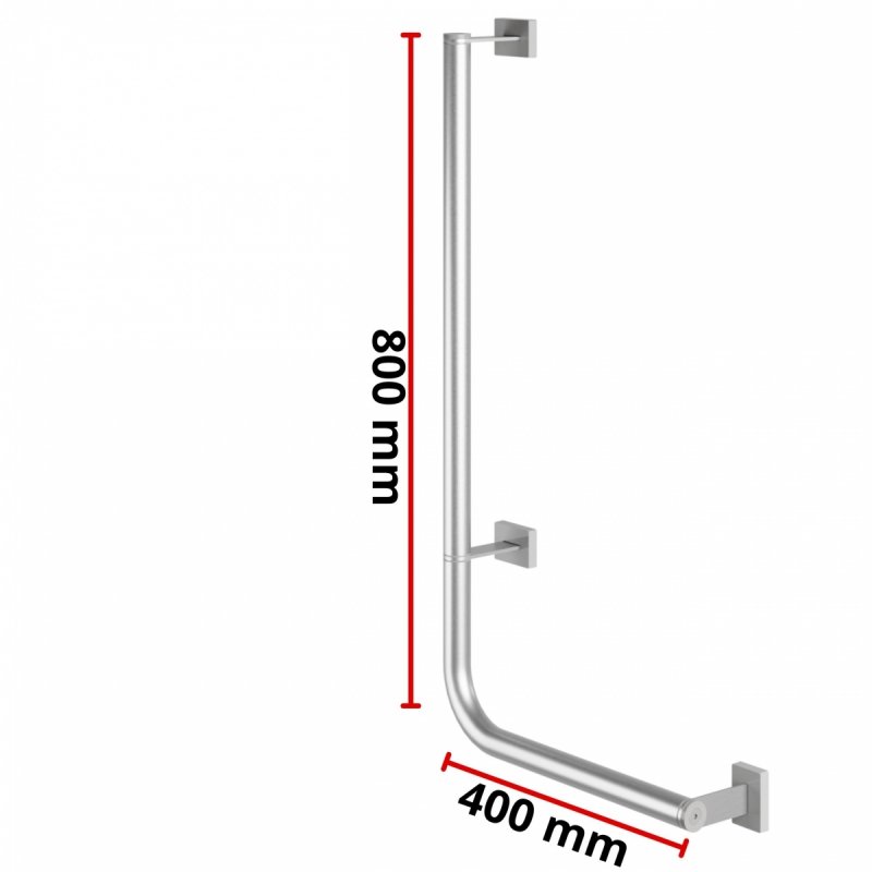 Winkelgriff für barrierefreies Bad 80/40 cm rechts montierbar aus rostfreiem Edelstahl ⌀ 32 mm MODULAR