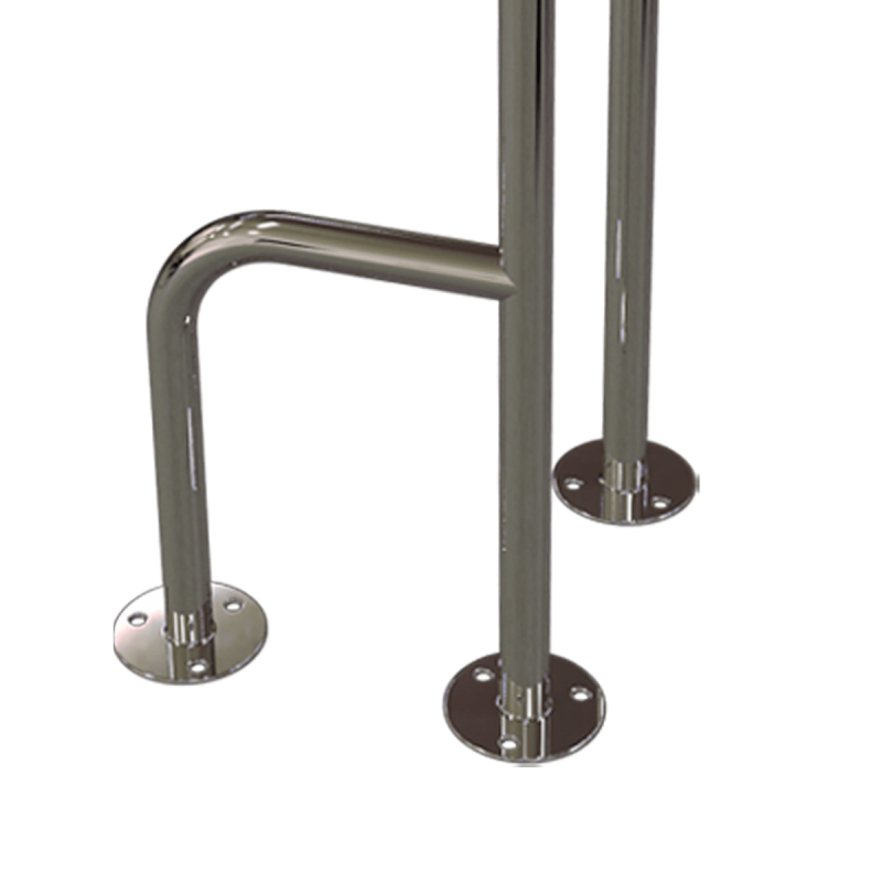 WC - Stützgriff für barrierefreies Bad zur Bodenmontage rechts 80 cm hoch aus rostfreiem Edelstahl ⌀ 25 mm