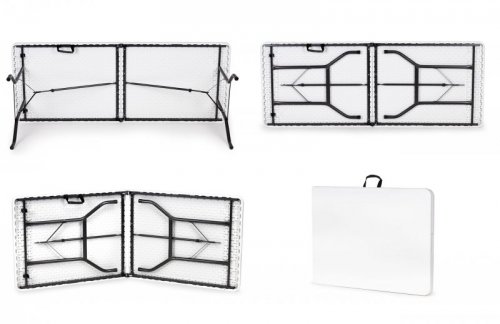 Stół cateringowy 180 cm składany w walizkę biały ModernHome
