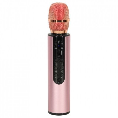 Mikrofon bezprzewodowy karaoke dla dzieci głośnik Bluetooth 2000mAh karta SD USB wysoka jakość różowy