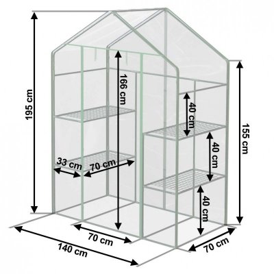Szklarnia dwa regały 140 x 71 x 195 cm Plonos 4922