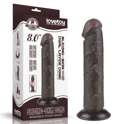 DILDO 8&#039;&#039; SLIDING SKIN DUAL LAYER DONG BLACK