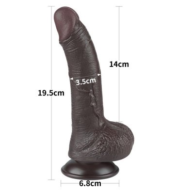 DILDO 7.5&#039;&#039; SLIDING SKIN DUAL LAYER DONG CZARNE