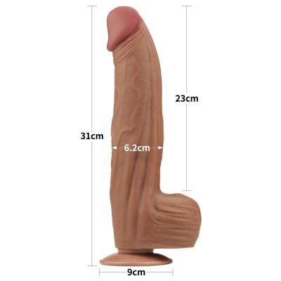 DILDO 12&#039;&#039; KING SIZED SLIDING SKIN DUAL LAYER DONG BRĄZOWY