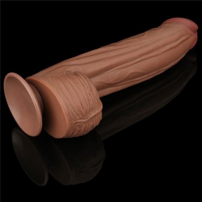 DILDO 12&#039;&#039; KING SIZED SLIDING SKIN DUAL LAYER DONG BRĄZOWY