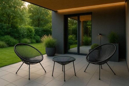 Stolik balkonowy, ogrodowy, kawowy stół na balkon, taras, okrągły technorattan