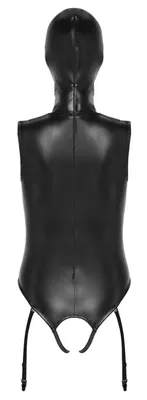 Bad Kitty - Seksowne Skórzane Body Bez Biustu Z Maską 2XL