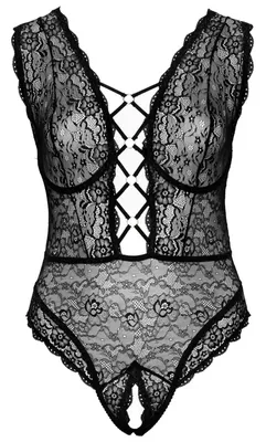 Cottelli CURVES - Seksowne Koronkowe Body Z Dodatkami Różowego Złota 95E/2XL