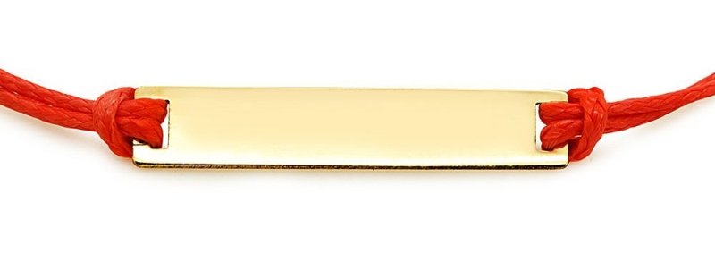 Złota bransoletka 585 blaszka z GRAWEREM sznurek | Etui z dedykacją