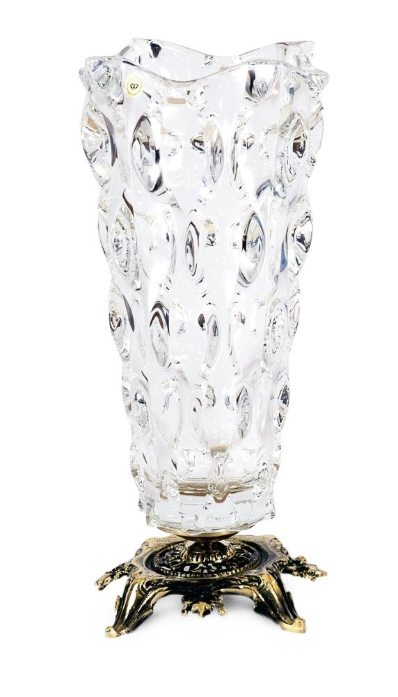 Kryształowy wazon z elementami z mosiądzu