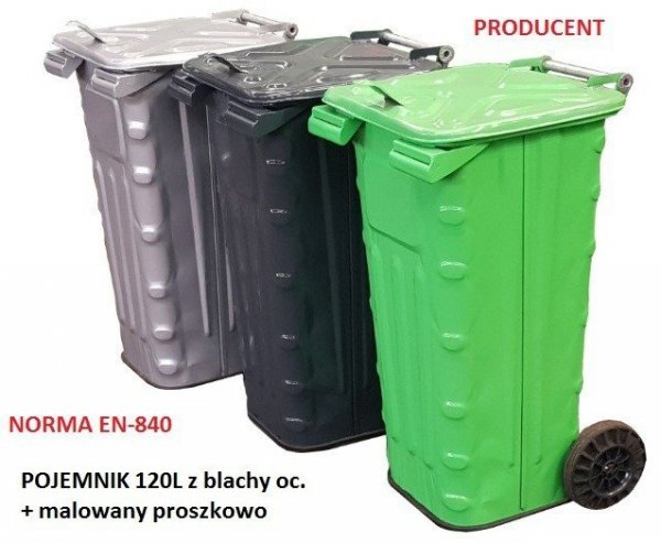 Metalowy pojemnik na odpady120l 